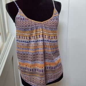 Geometric print cropped spaghetti strap light weight top